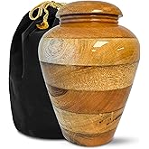 Everlight Memorials Handcrafted Wooden Urn for Ashes Adult Male – Large Cremation Urns for Human Ashes Adult Man & Women – Memorial Funeral Wood Urn for Home Display, or Burial