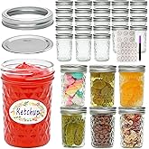 COMUDOT Mason Jars 8 oz with Airtight Lids, 30Pack Glass Regular Mouth Canning Jars, Small Quilted Crystal Jars for Storing Honey,Jelly, Overnight Oats,Jam