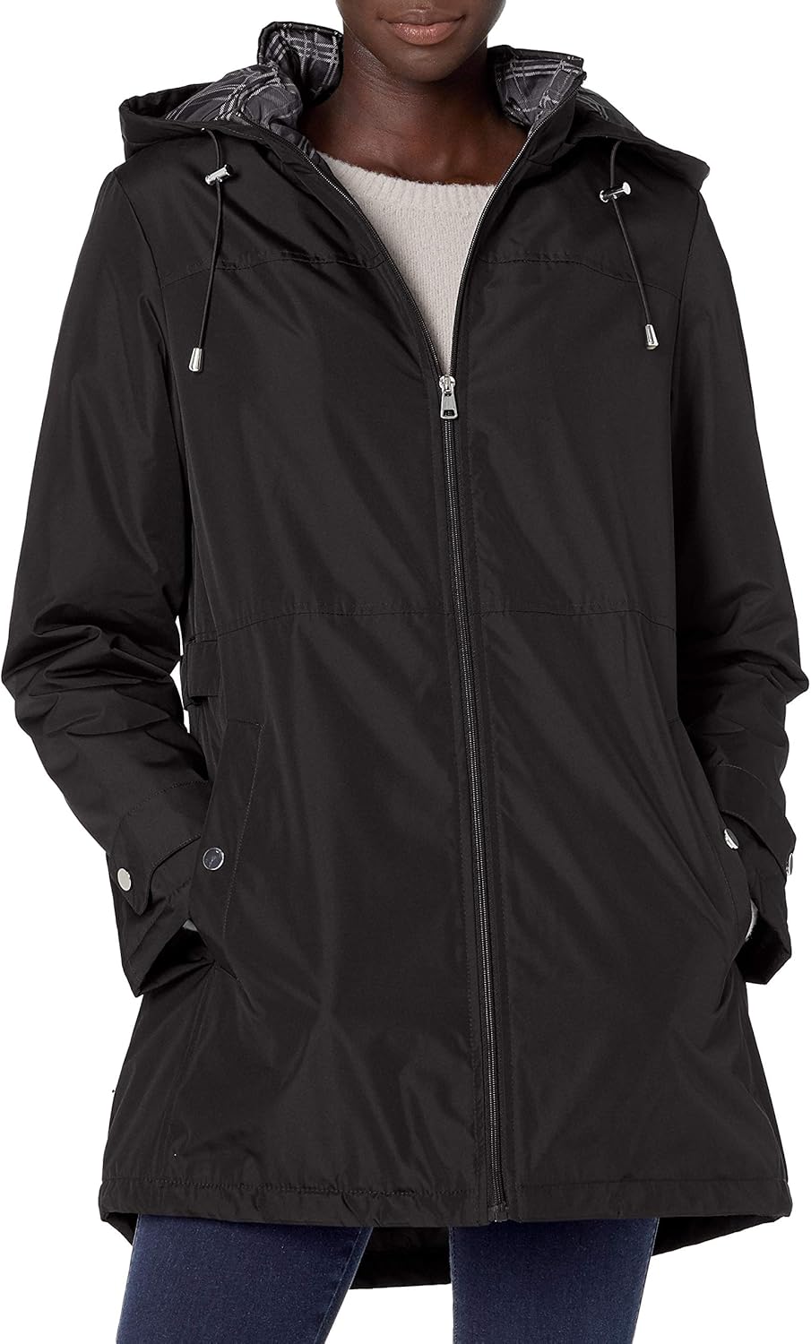 Buy INTL d.e.t.a.i.l.s Women's Zip Front Hooded Winter Coat Jacket at