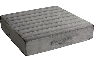 Sunsleek Floor Pillow - 24x24x5 Inch Square Large Cushions for Adults, Pillows Seating for Meditation, Yoga, Luxurious Chenille Tufted, Perfect for Bench/Chair Cushion – Dark Grey