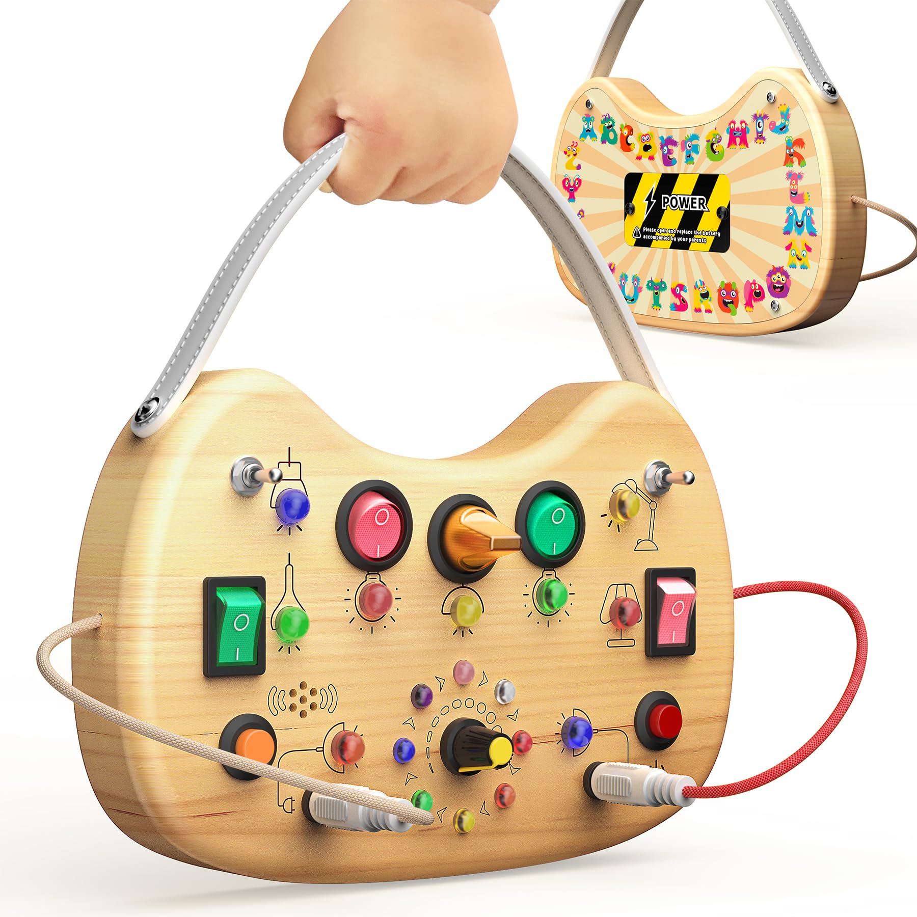 Photo 1 of (not working) Montessori Toddler Busy Board Sensory Toys for Toddlers Wooden Autism Sensory Toy, Toddler Switch Board 