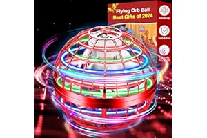 Vantexi Flying Orb Ball Toy,Flying Ball Drone Hand Controlled,Galactic Fidget Spinner Ball Toys with LED Light,Birthday Christmas Party Gifts for Boys Girls Adults(Red)