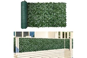 TANG 39"x97" Faux Ivy Privacy Fence Screen Roll- 1Pc Artificial Leaf Fences Greenery with 130 GSM Mesh Panel,Outdoor Green Wall Chain Link Fence Covering for Balcony Backyard Patio, Ivy