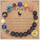 Bolinailo Zodiac Beaded Bracelets for Women, 12 Constellations Crystal Stone Bracelet for Birthday Zodiac Gifts, 18k Gold Constellation Charm Bracelet Jewellery