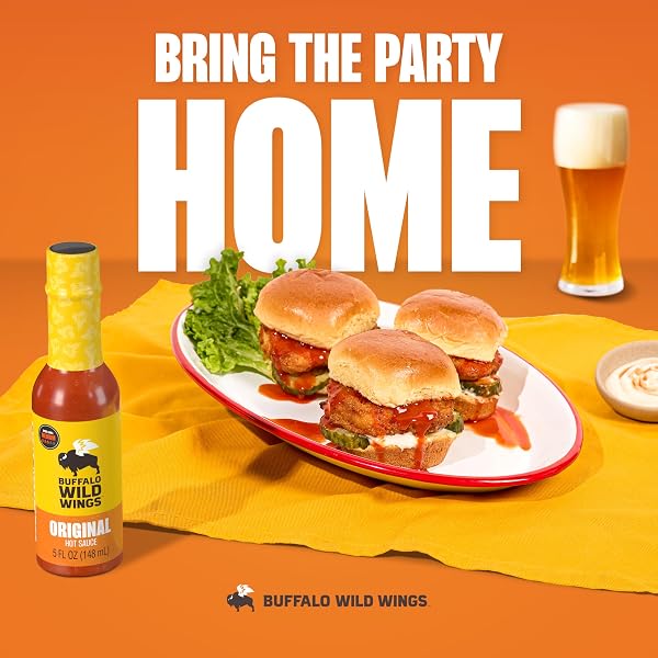BUFFALO WILD WINGS ORIGINAL HOT SAUCE, 5 FL OZ, MEDIUM HOT DIPPING SAUCE, MARINADE AND SEASONING FOR CHICKEN WINGS AND PORK RIBS, MADE WITH CAYENNE PEPPERS