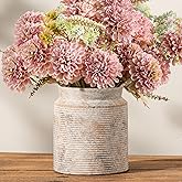 Ceramic Flower Vase 7.5 inch Farmhouse Rustic Vase for Home Decor Handcrafted Pottery Terracotta Vases for Dining Table Decor Fireplace Living Room Bathroom Wedding Centerpiece (L-Terracotta)