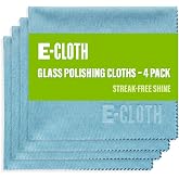 E-Cloth Glass &amp; Polishing Cloth - Reusable &amp; Durable Glass Cleaner - 4 Pack | Cleaning Towel Cloth for Windows, Cars, Mirrors, Eyeglasses, &amp; More, Streak Free Clean, Machine Washable, Alaskan Blue