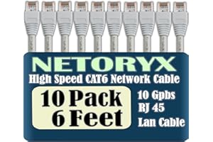 NETORYX 10 Pack Cat 6 Ethernet Cable 6 feet- Computer LAN Network Cord - Made in Québec, Made by high Standard Components for