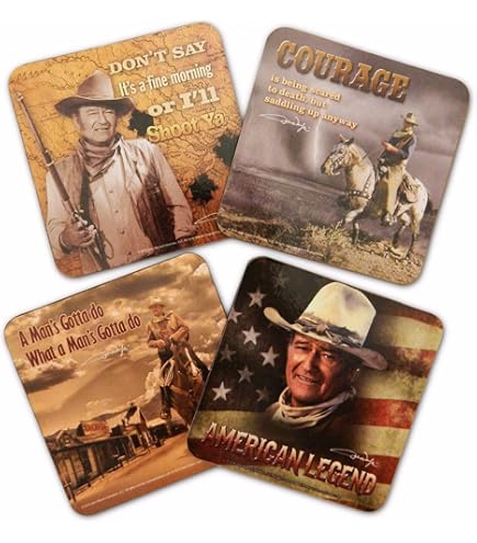 Vintage Retro Man Cave Bar Pub Shed Novelty Gift Aluminium Metal Tin Wall Décor Sign - Cowboy John Wayne In Duke We Trust USA Flag