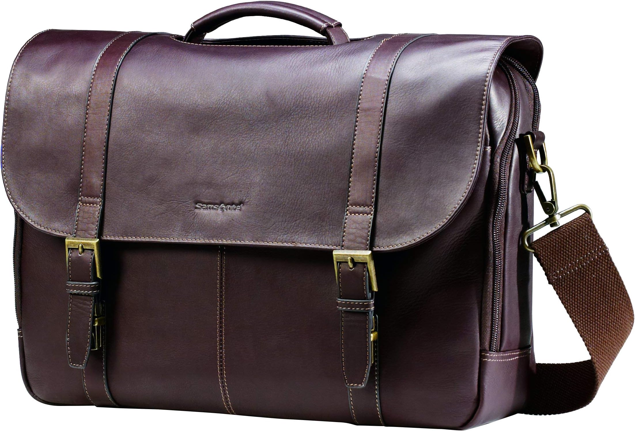 Samsonite Colombian Leather Flap-Over Laptop Messenger Bag
