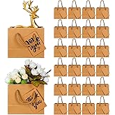 Whaline 25 Pack Mini Kraft Gift Bags with Handles 3.94 x 4.72 x 2.36 Inches Brown Small Paper Bags with Tags Mini Party Favors for Fall Thanksgiving Christmas Bridal Baby Shower Wedding Birthday Party