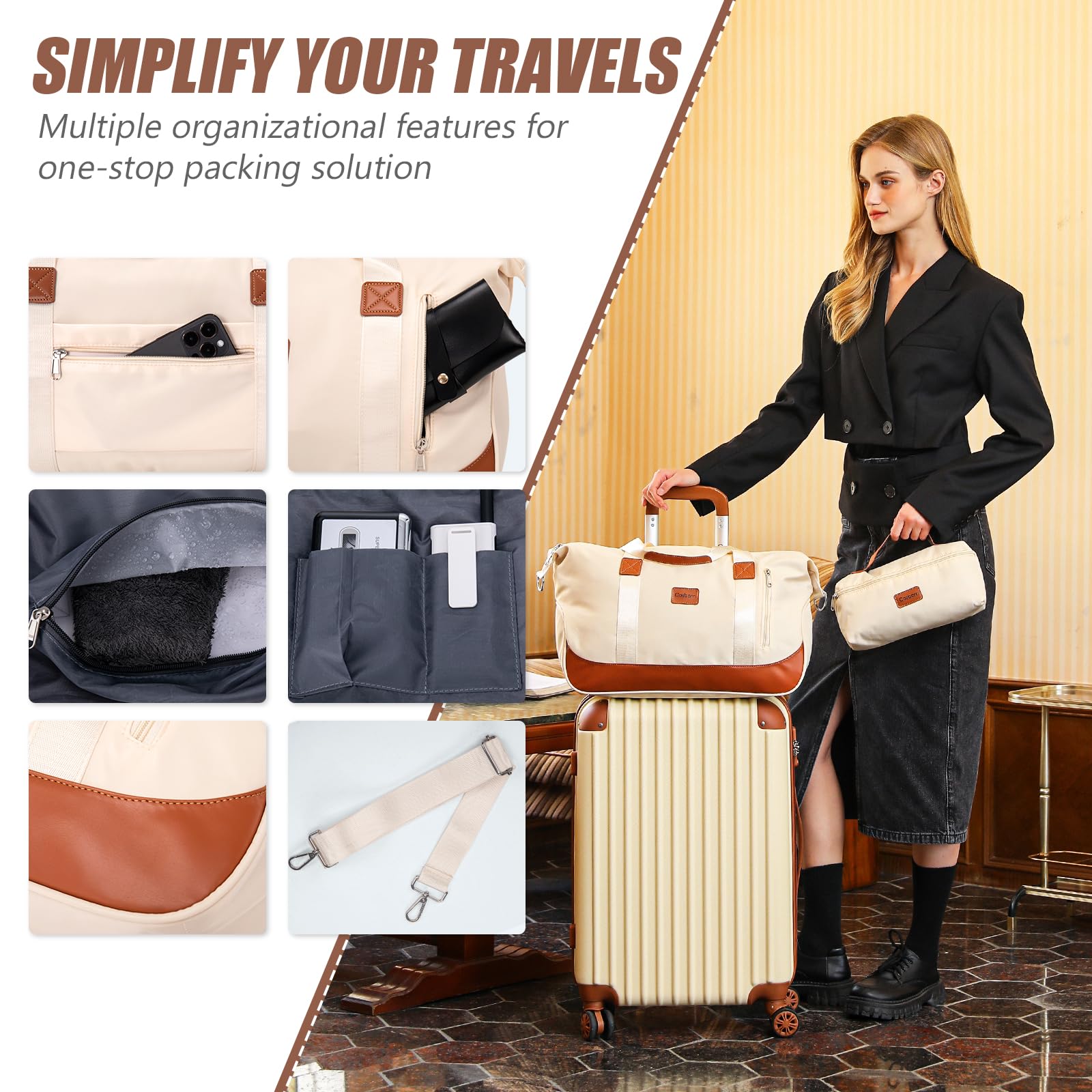 Cosbarn Luggage Sets 5 Piece Suitcases with Wheels, Suitcase Set ABS Hard Case Luggage with TSA Lock Spinner Wheels Durable Travel Luggage