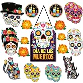 Dia De Los Muertos Decor Day of the Dead Decorations Dia De Los Muerto Sign | Day of the Dead Decor Sugar Skull Cutouts Halloween Party Supplies, Set of 25