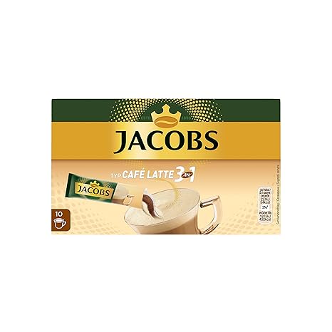 Jacobs 3 in 1 Typ Cafe Latte, 10 Sticks pro Packung, 12er Pack (12 x 125 g)