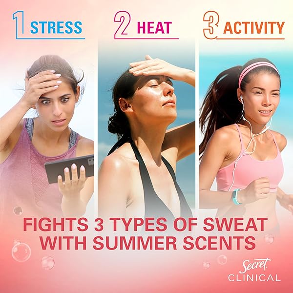 SECRET CLINICAL STRENGTH ANTIPERSPIRANT DEODORANT FOR WOMEN, 3X STRESS PROTECTION, 72HR SWEAT & ODOR PROTECTION, PRO-HYALURONIC ACID, INVISIBLE SOLID, WATERMELON SUMMER FIZZ SCENT, 1.6 OZ