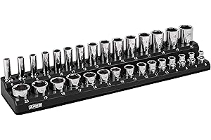ARES 70235-30-Piece 3/8-Inch Metric Magnetic Socket Holder - Securely Holds 15 Standard and 15 Deep Size Sockets in Place - Keeps Your Tool Box Organized