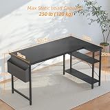 BEXEVUE L-Shaped Gaming Desk 140x70 cm with Reversible Storage Shelves view 6