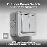 BG Electrical Outdoor Double Switch Nexus Storm 20A IP66 WP42 Grey view 2