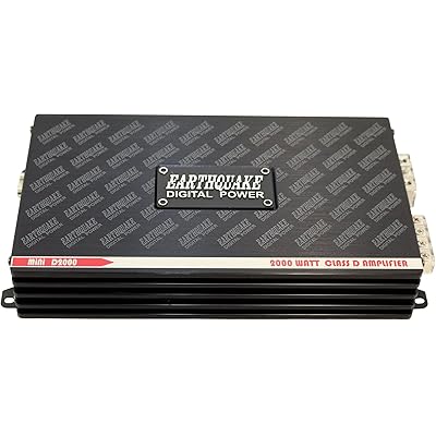 Earthquake Sound Mini D2000 Gen 2 Mono Class D Car Amplifier, 2000 Watts Peak Power, Black, Red, White Mini D2000 Gen 2