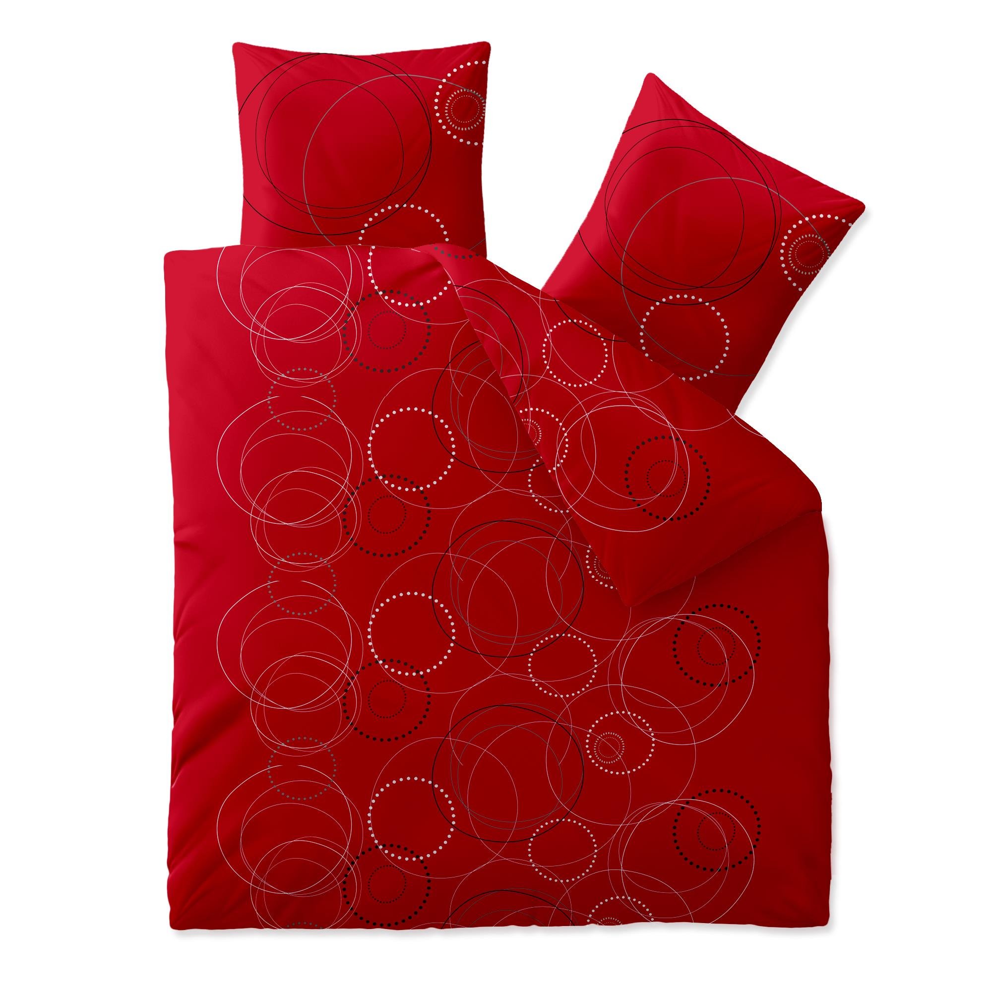 aqua-textil Trend Bed Linen 200 x 200 cm 3-Piece Cotton Duvet Cover Chara Dots Circles Red White