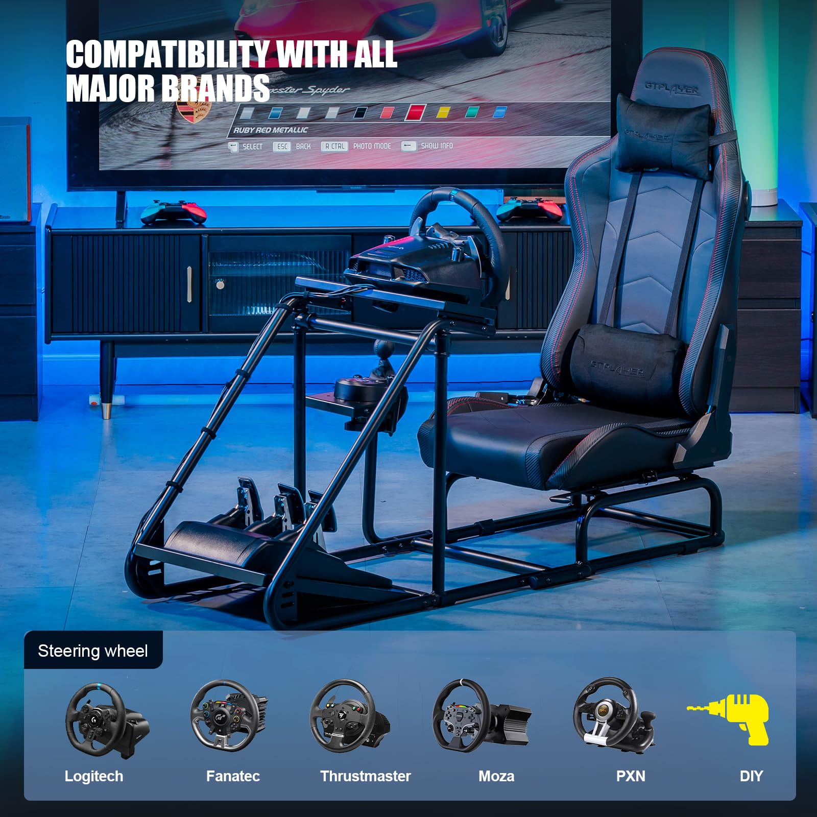 Mua GTPLAYER Racing Simulator Cockpit with Gaming Chair and Bluetooth Speakers, Racing Style