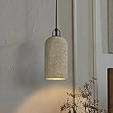 ALOADECOR 1-Light W5in Modern Famhouse Pendant Light Single Natural Travetine Stone Shade Coastal Cylinder Hanging Light for 
