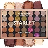 Profusion Cosmetics 35 Shade Starlet Eyeshadow Palette, Multi Finish Golden Neutrals, and Glamorous Glitter Hues for Achieve Stunning Vibrant Eye Looks