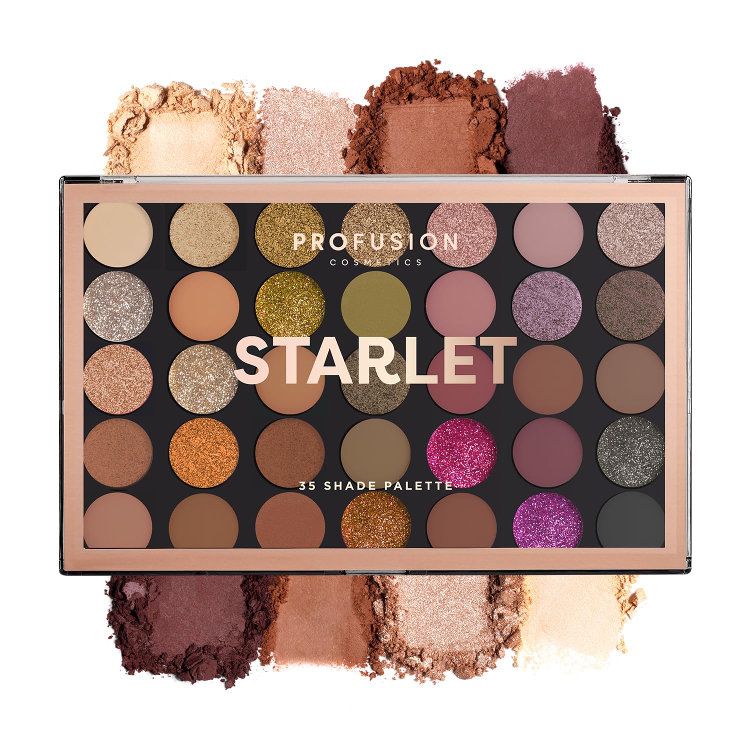 Profusion Cosmetics Starlet 35 Shade Master Eyeshadow Palette (golden neutrals to deep berries and glamorous glitter hues)