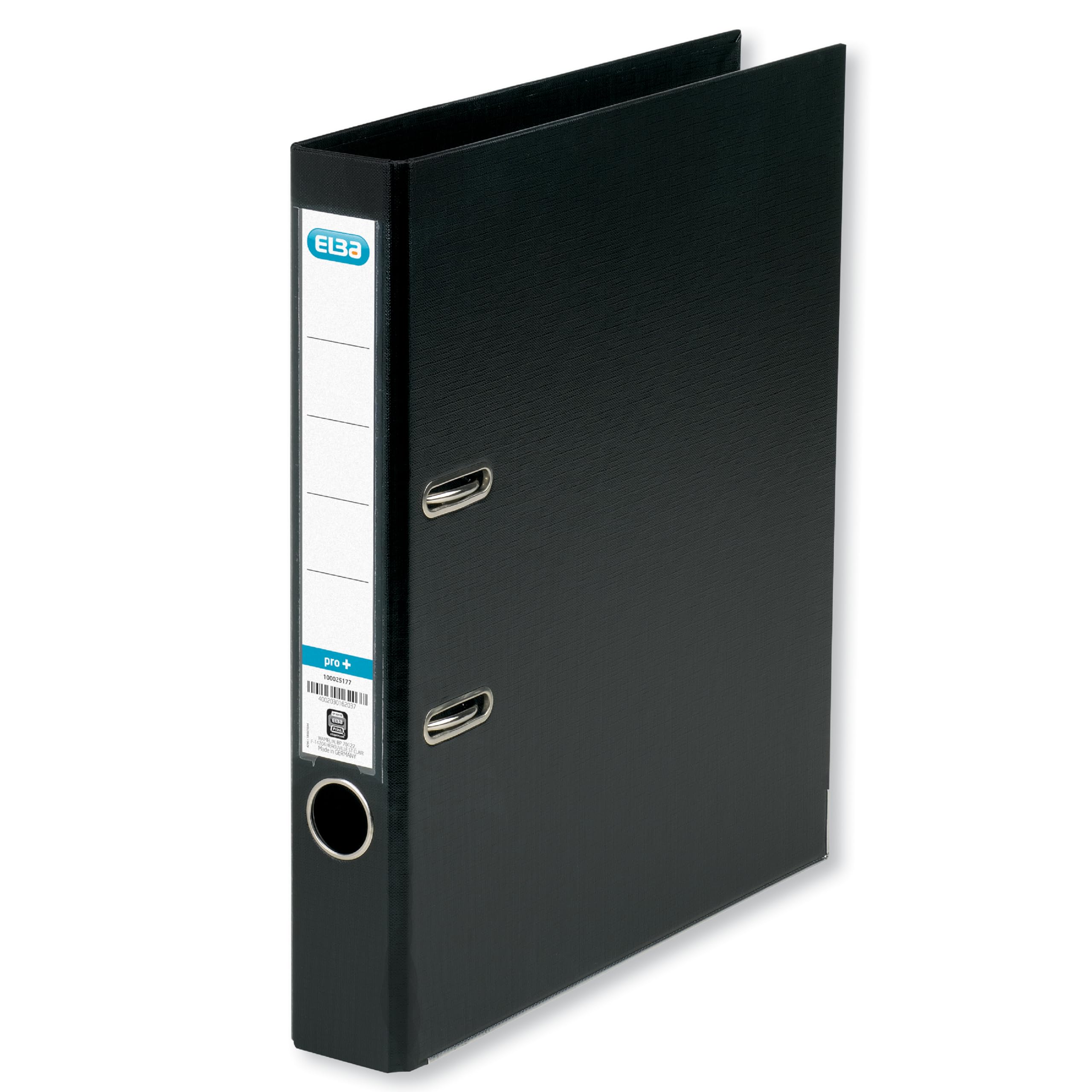 Elba A4 Slim Lever Arch File, 50mm Spine, 400 Sheet Capacity, Strongline Plastic on Board, Durable Filing Folder - Black