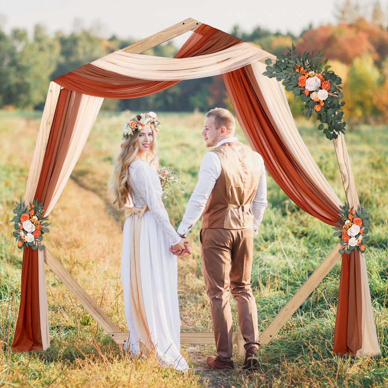 DearHouse 3 Panel Wedding Arch Draping Fabric,29.5