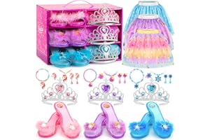 VGOFUN Princess Dress Up Shoes Set,Princess Dress Up Toys Toddler Jewelry Boutique Kit Girls Dress Up Clothes with Princess Shoes Role Play Birthday Party Toys Gifts for Little Girls 3,4,5,6 Years