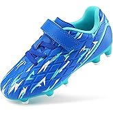 STELLE Boys Girls Soccer Cleats Firm Ground Kids Soccer Shoes Athletic Outdoor Lightning Pattern Football Shoes for Toddler/Little/Big Kid