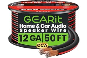 GEARit 12 Gauge Speaker Wire, Speaker Cable 50ft for Car Audio, Home Theater, CCA(Black)