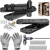 Hidden Door Hinge Pivot Hinge, 570LBS Load-Bearing Heavy Duty Pivot Door Hardware for Hidden Door Bookcase, Hinge Kit 360&deg; Rotation Invisible Door Hinges for Secret Door (Black)
