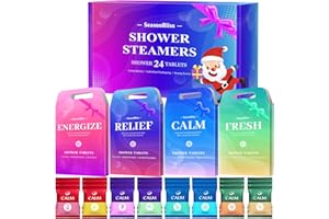 SeasonBliss Shower Steamers 24 Pack, Shower Tablets, Natural Ingredients, 8 Different Scents, Individually Wrapped Shower Steamer, Christmas Presents for Mom, Friends