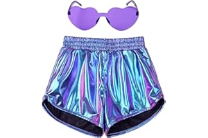 Perfashion Girls Metallic Shorts Shiny Hot Short Sparkly Party Pants &Sunglasses