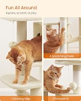 Feandrea Cat Tree Tower 112 cm Multi Level Plush Condo Beige PCT261M01 view 8