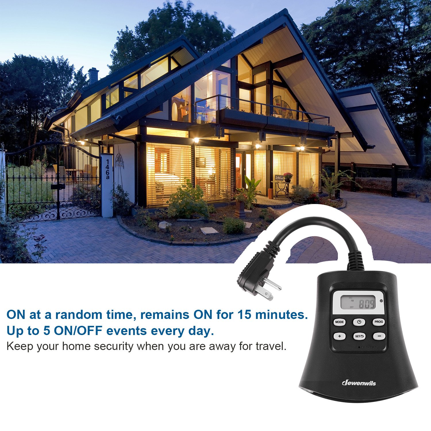 Dewenwils Outdoor Digital Timer with Photocell Light Sensor and Random