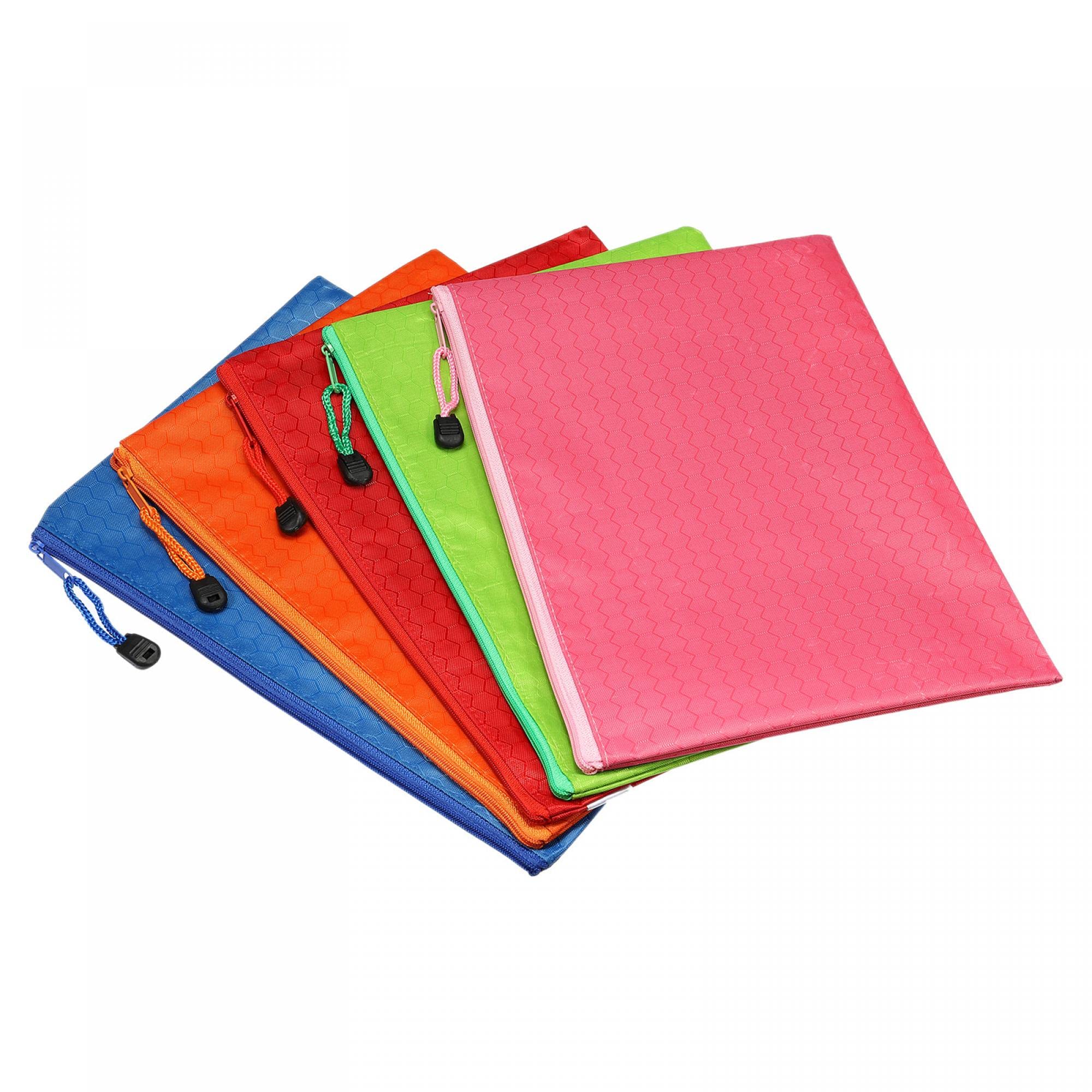 PATIKIL Waterproof Zipper File Bags 5 Pack B5 Document Storage Folders Bills Pencil Pouch for Office Travel, Multicolor