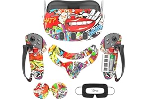AIXOTO VR Silicone ECO Accessories for Meta Quest 3, Protective Case Set for Oculus Quest 3, Face Cover, Controller Grip, Shell Cover, Lens Cover, Disposable Eye Cover(Street Graffiti)