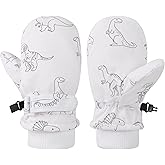 Urban Virgin Toddler Waterproof Outdoor Infant Mittens Baby Winter Gloves Dino Cuffed Warm Fleeced Kids Ski Gloves For Teens