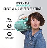 Roxel RCD-S70BT Portable Boombox CD Player with Remote Teal view 5