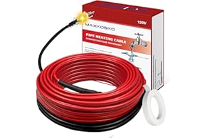 MAXKOSKO 22 Feet Pipe Heat Cable for Water Pipe Freeze Protection, Heat Tape for Pipes with Thermostat, Prevents Pipe Freeze, for Metal & Plastic Pipes, 120V 7W/FT
