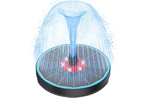GAIZERL Solar Fountain Upgrade, 3.5W Solar Birdbath Fountains with White Lights, Glass Panel, 2200mAh Battery, Hummingbird Water Fountains with 8 Spray Modes & 4 Fixed Pipes for Garden, Pool, Pond