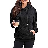 Neineiwu Womens Casual Sherpa Hoodies Fleece Sweatshirts Fuzzy Pullover Fluffy Outerwear with Pockets