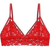 Cotorance Womens Lace Bra No Underwire Unlined Plunge Bandage Bowknot Bralettes