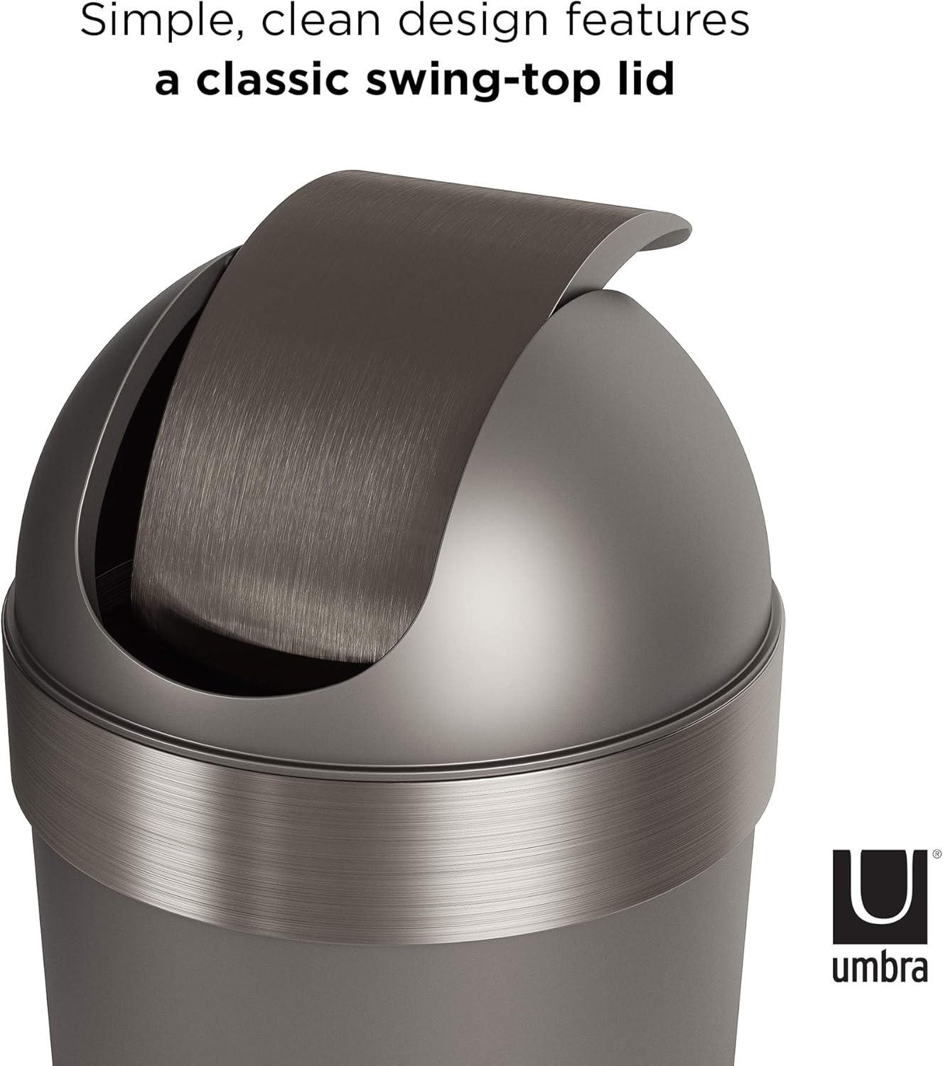 Umbra Venti Swing-Top 16.5-Gallon Kitchen Trash Large, 35-inch Tall Garbage Can for Indoor, Outdoor or Commercial Use, Pewter: Home & Kitchen