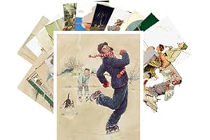 PIXILUV Vintage PostCards 24 pcs Norman Rockwell Vintage Illustration Boys and Day Life and Fishing