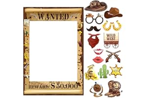 JeVenis Cowboy Western Photo Booth Props Kit Party Decorations Selfie Frame Props for Western Theme Party Favors Supplies Bab