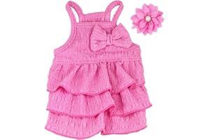Aillion Cat Dog Tutu Dress for Girl Cats and Dogs, Cute Female Cat Dog Birthday Bowtie Ruffle Princess Camisole Dress Cake Sundress Summer Clothes, and Fabric Flower Clip (Small, Pink)
